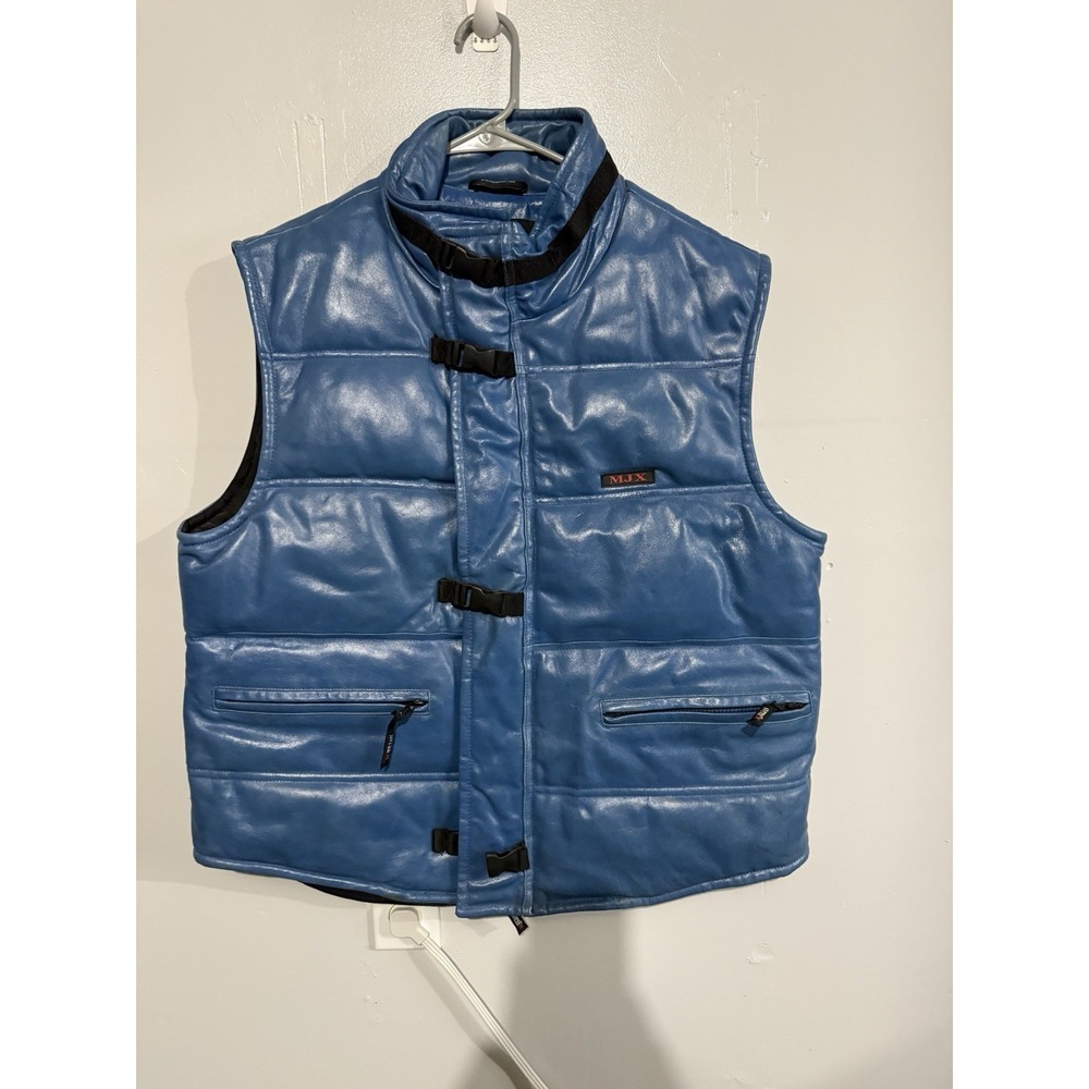 Wilson's Leather M. Julian Blue Leather Puffer‎ Vest Size S